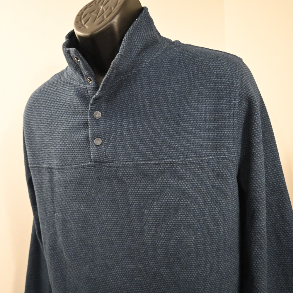 Mountain Khakis Sweater Blue Snap Neck Classic Fit Long Sleeve Mens Size Large